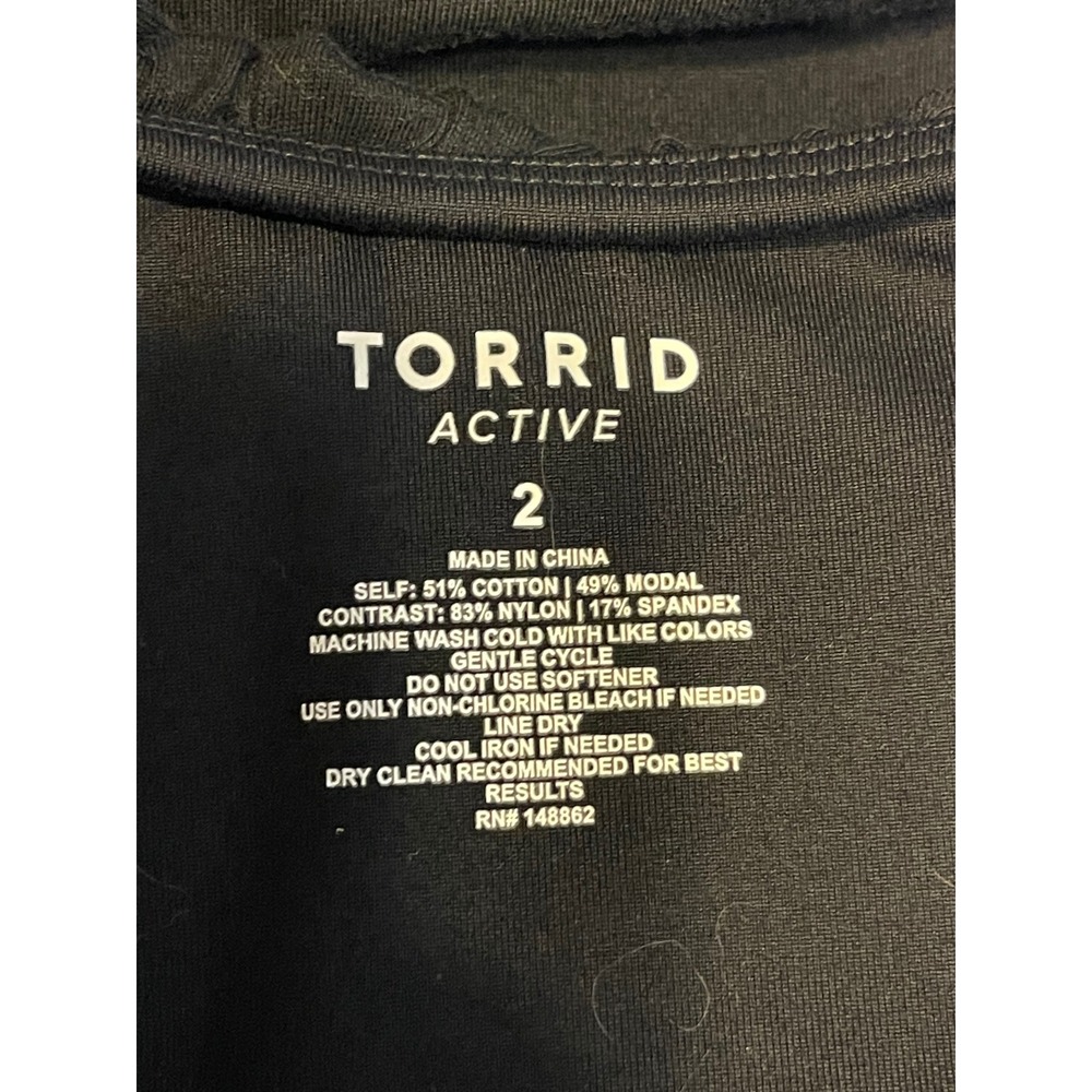 Torrid Active Tank Top Womens 2 Black Excellent Strappy Lattice Back Pleated - Picture 8 of 8